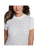 GUESS 1 USCITA Guess T-Shirt Ss Mock Neck All Ove Donna Bianco Bianco
